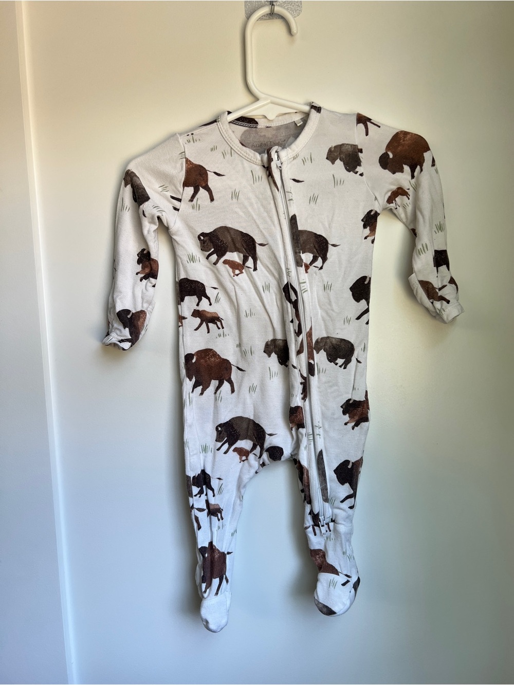 Angel Dear 0-3M Buffalo Print Footie Pajamas Bamboo Zip Sleeper
